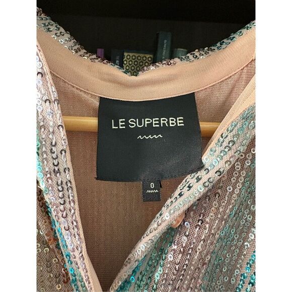 NWT Le Superb Mini Miko Dress Aqua Rainbow Sequin Size 0 $495 MSRP - Picture 8 of 14